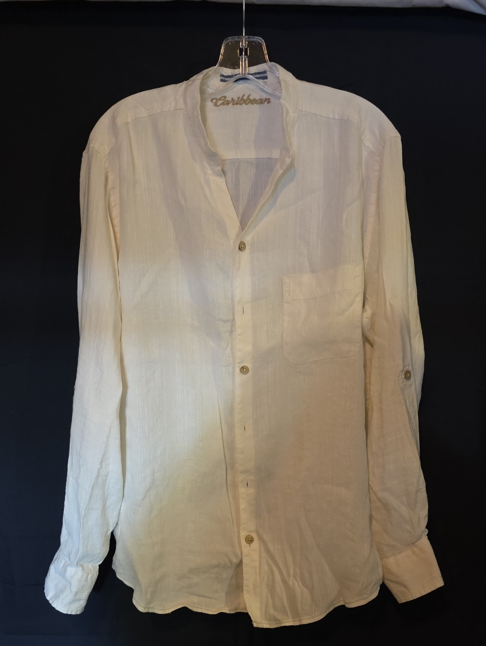 Caribbean Cream Lightweight Button-Front Shirt Linen